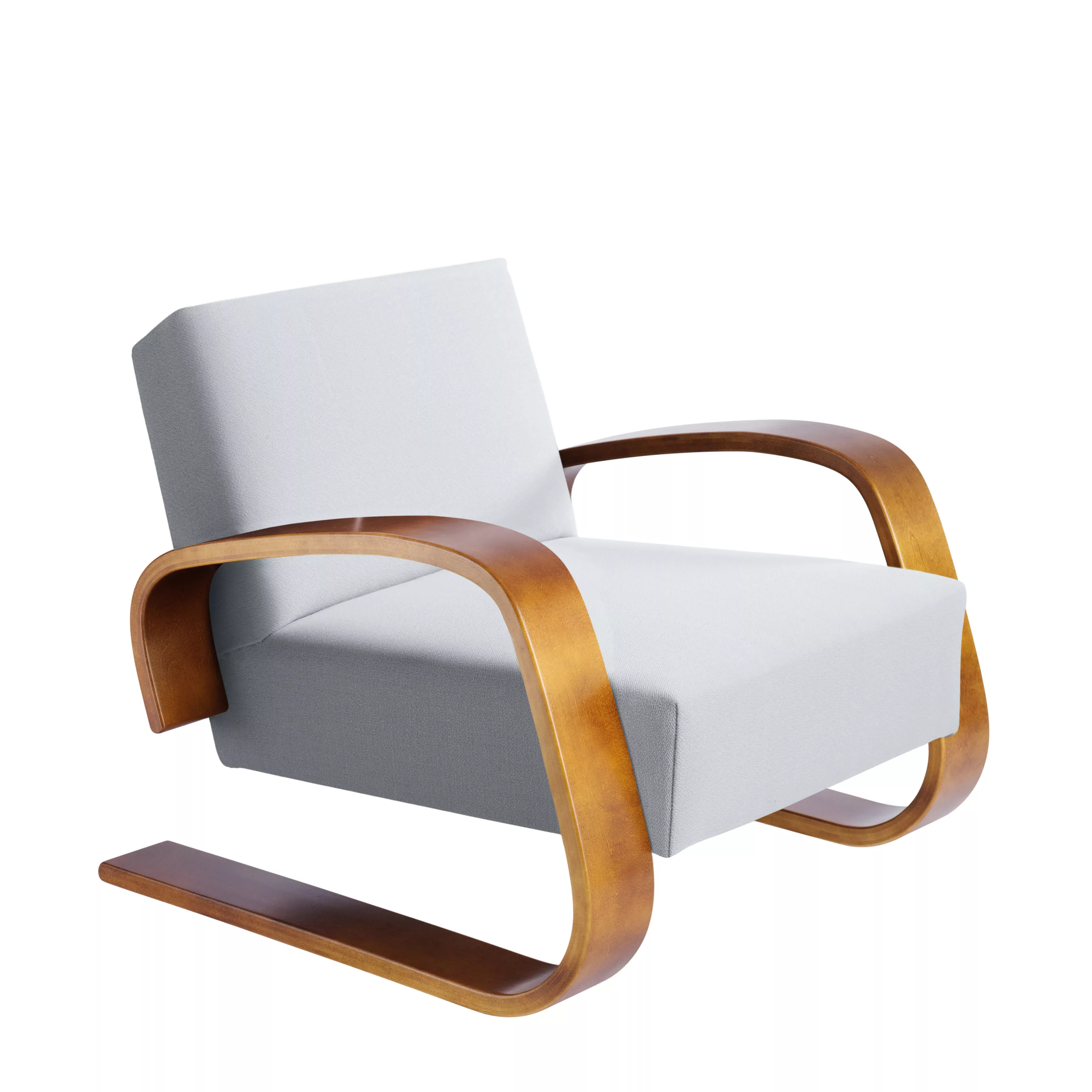 Armchair 400 Tank legs walnut stain seat fabric upholstery Artek grey 2494498