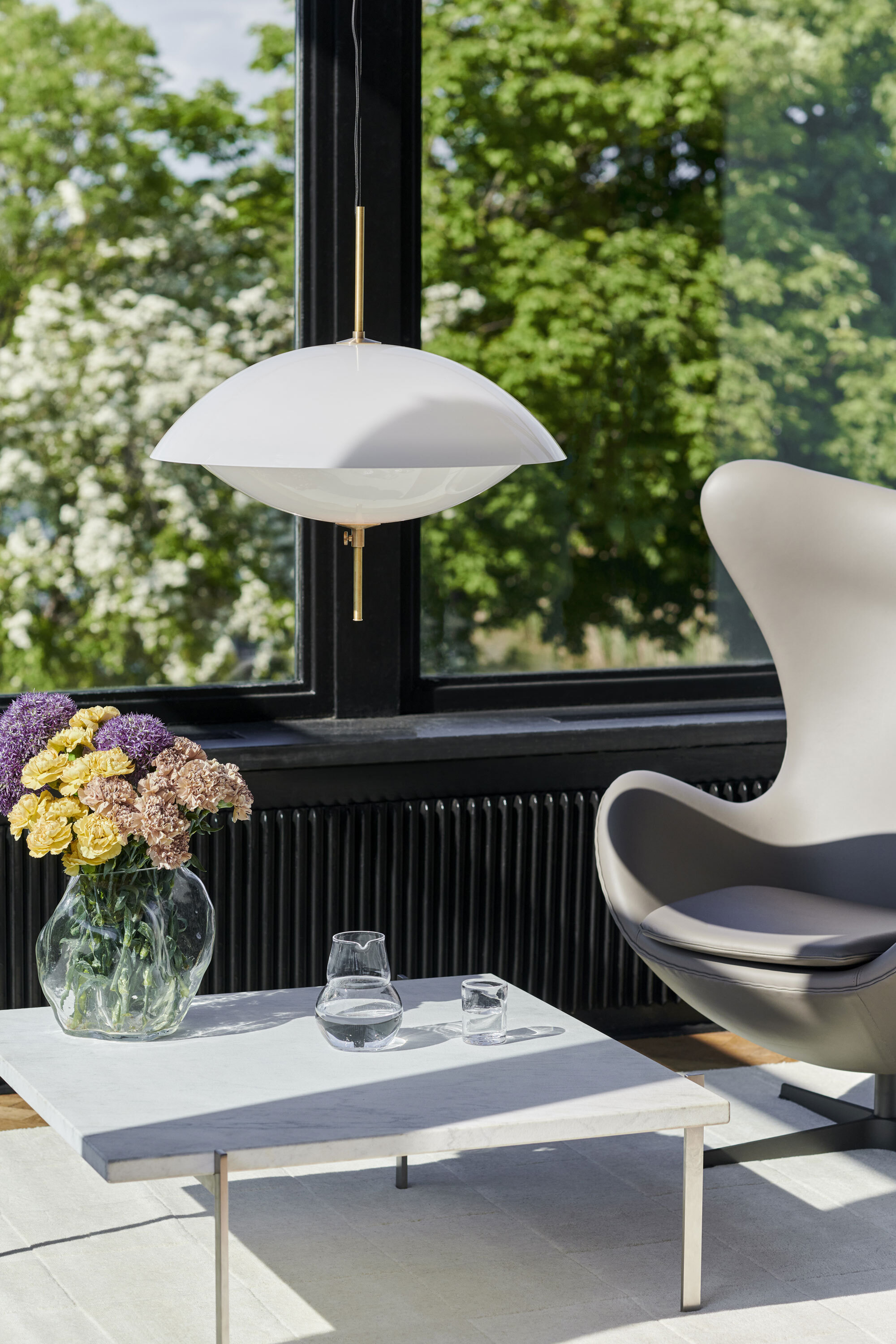 FH Clam pendant large Egg lounge chair PK65 table RGB