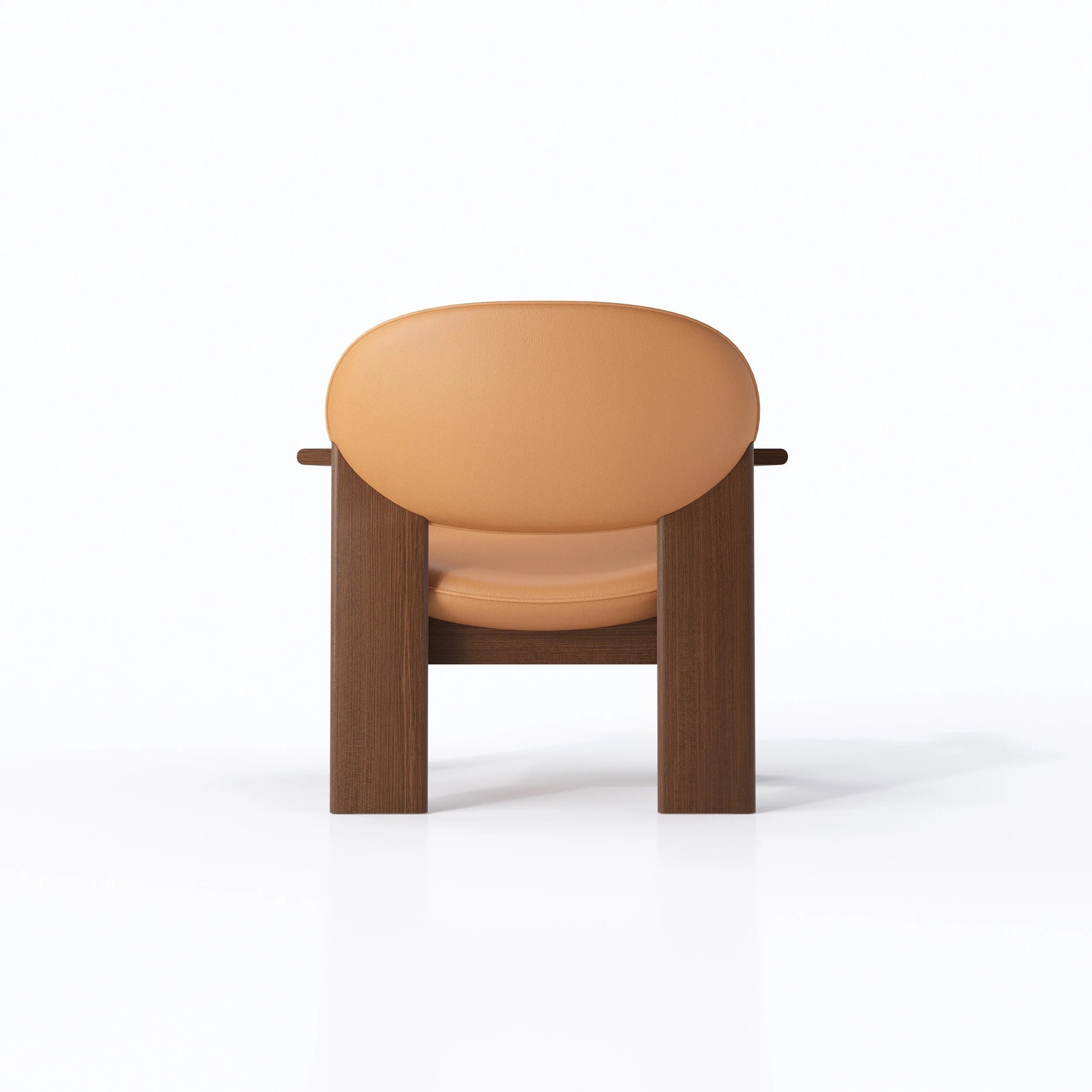 Archipen Armchair Wood Light brown stained ashwood Leather Cashmere Biscotto 02sm