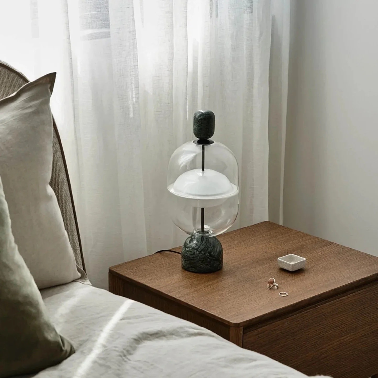 Indre table lamp forest green marble apt91