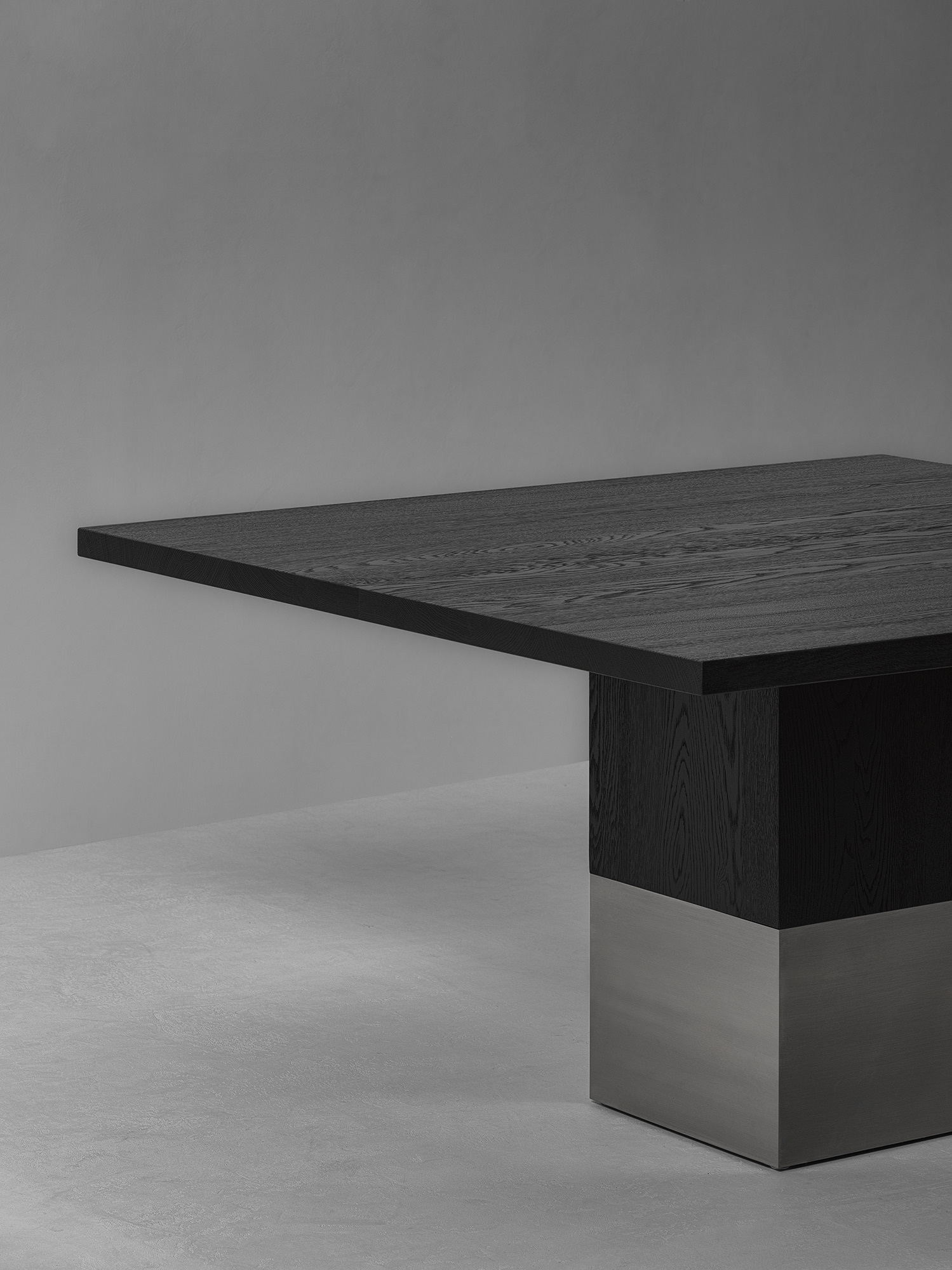 Van Rossum nota bene dining Table square oak grey pepper brushed stainless Steel 1